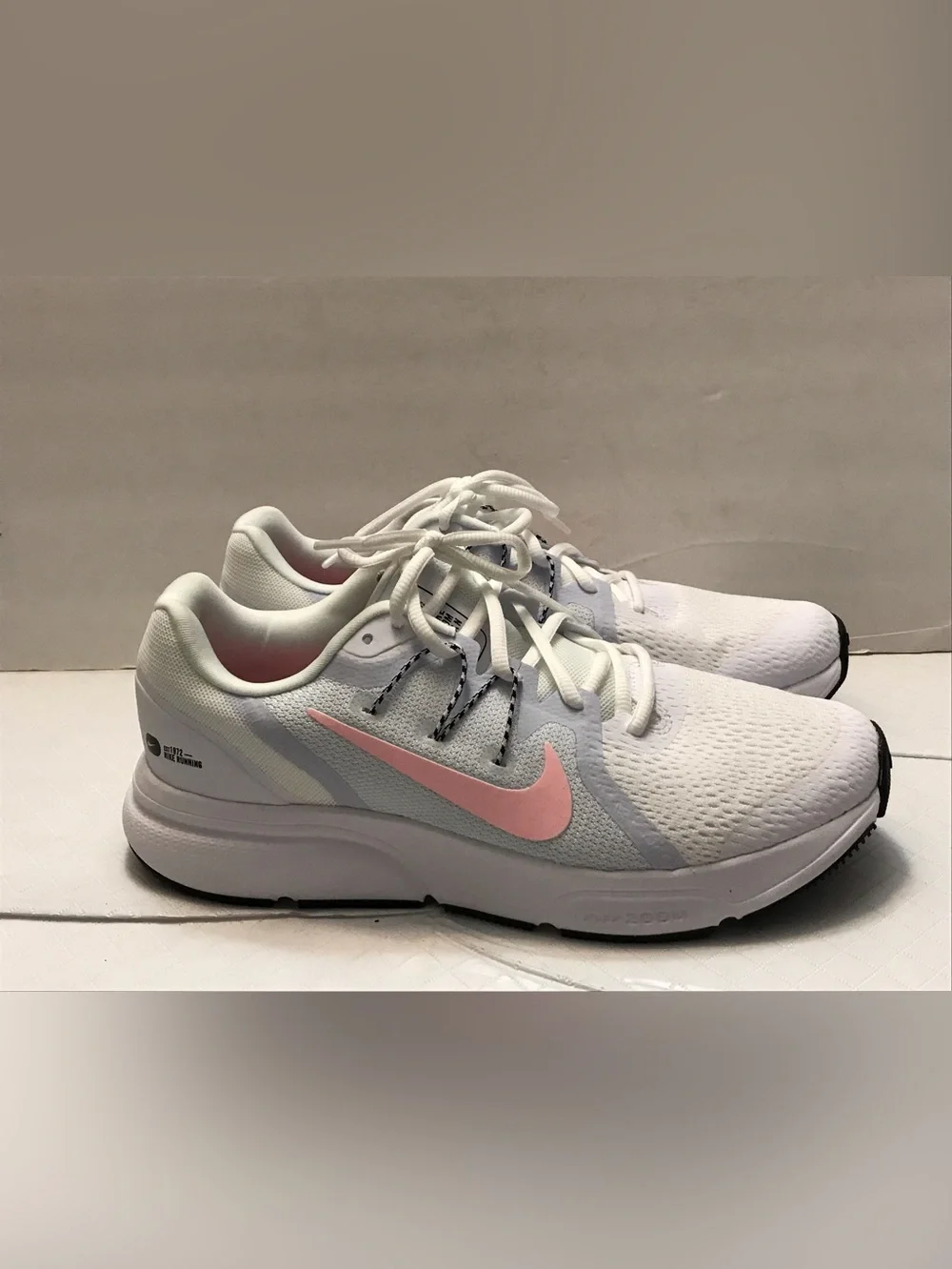Nike White Sneakers with Pink Insole and pink Swoosh